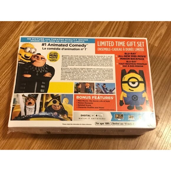 Despicable Me 3 Gift Set Blu-Ray Mini-Movie & Minion Backpack Illumination New - Picture 2 of 7
